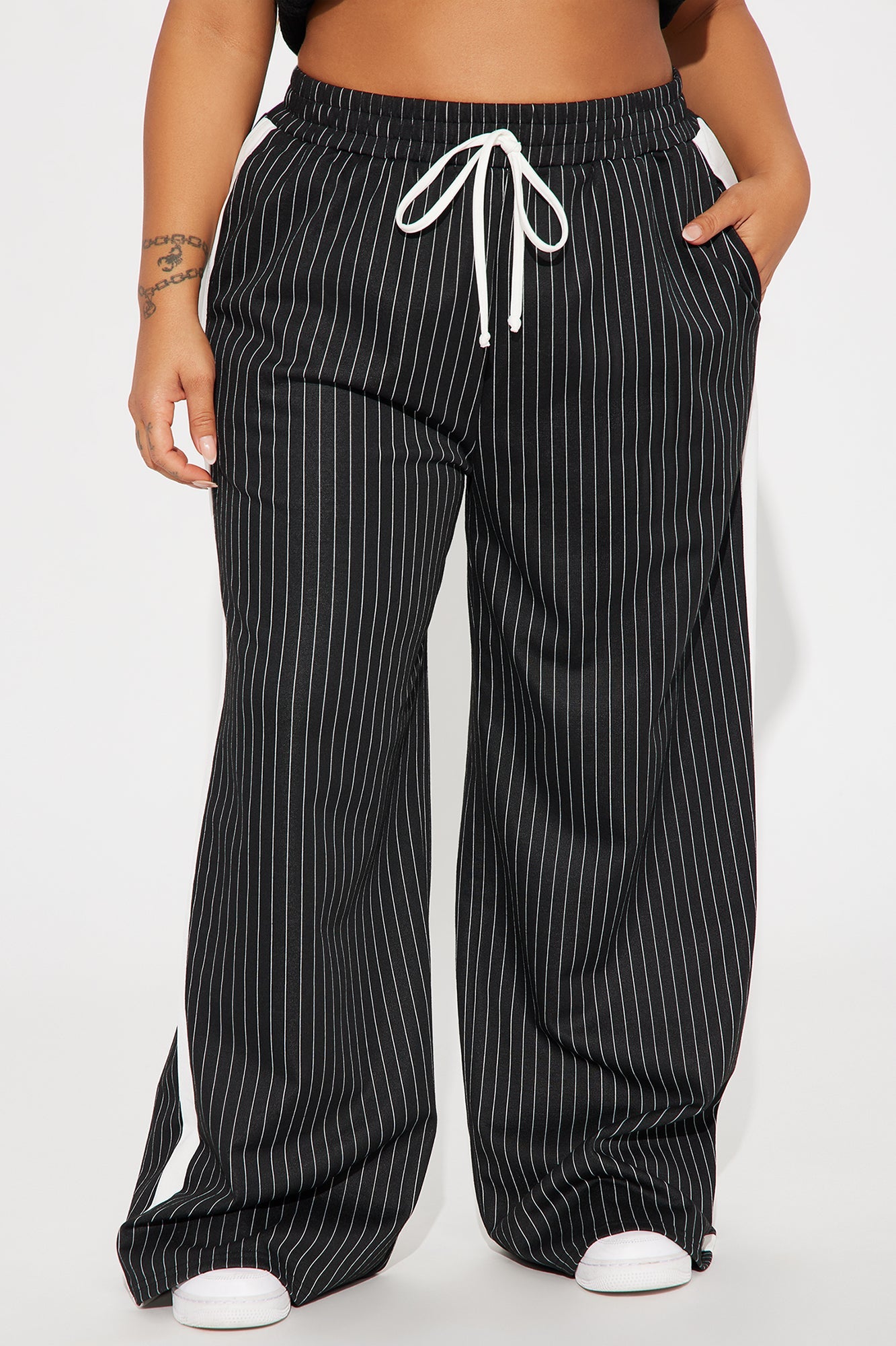 Want Nothing More Pinstripe Track Pant - Black/combo