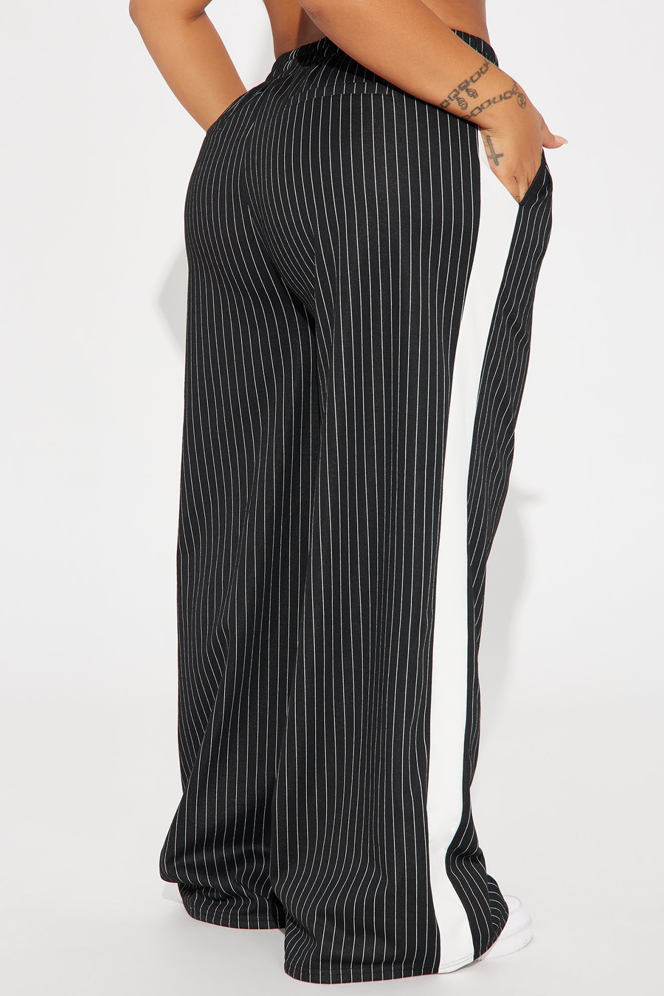 Want Nothing More Pinstripe Track Pant - Black/combo