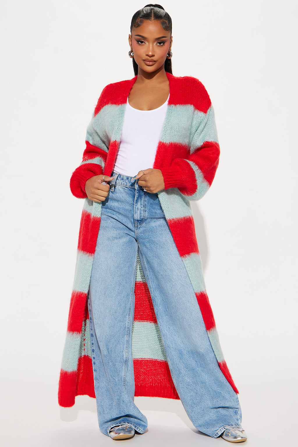 Ocean Blvd Striped Cardigan - Teal/combo