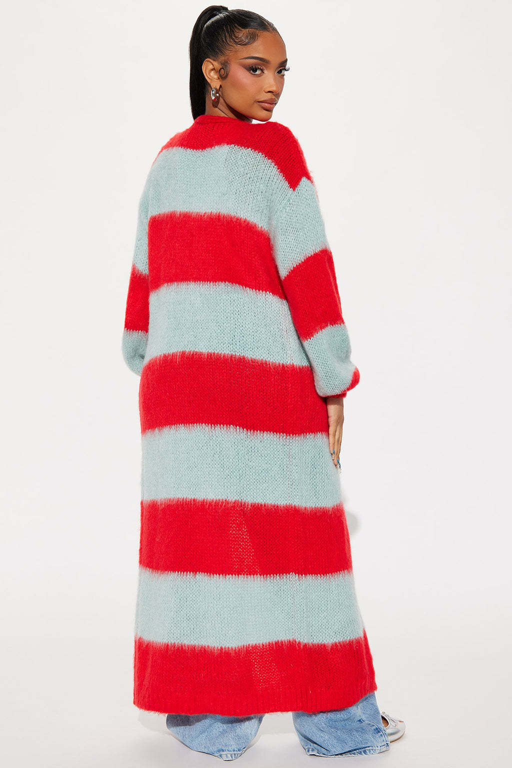 Ocean Blvd Striped Cardigan - Teal/combo