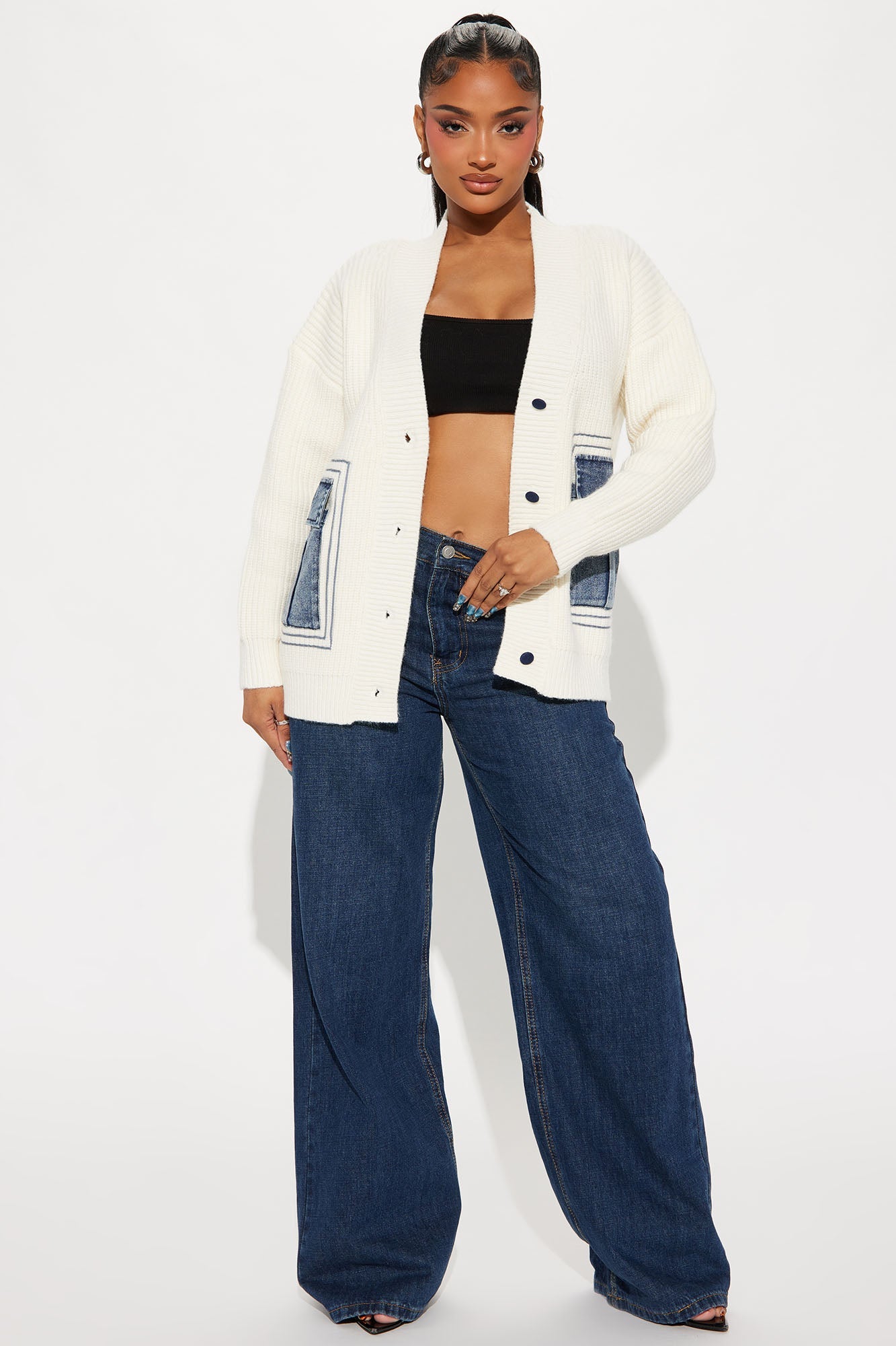 Frankie Oversized Cardigan - Ivory/combo