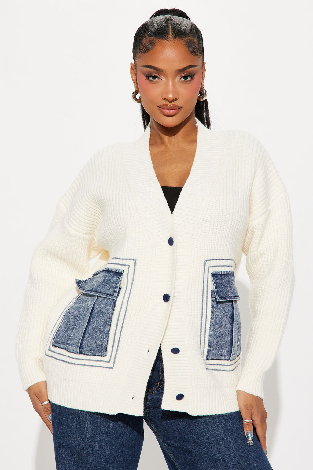 Frankie Oversized Cardigan - Ivory/combo