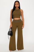 Into The Night Studded Pant Set - Olive