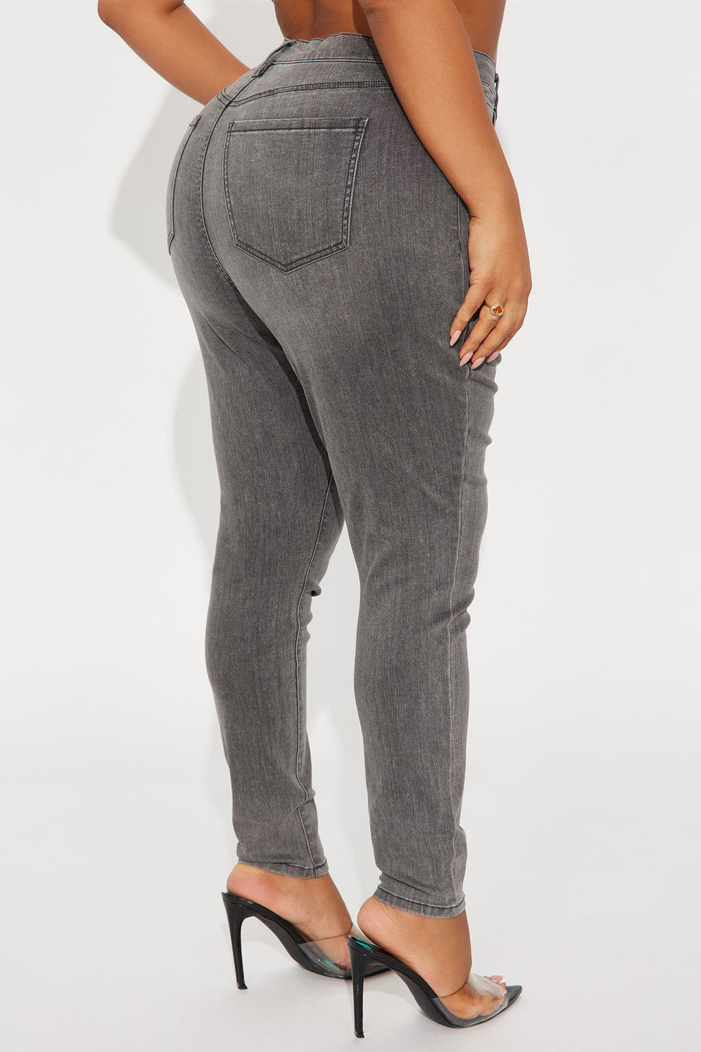 Deluxe Soft Stretch High Rise Skinny Jeans - Grey