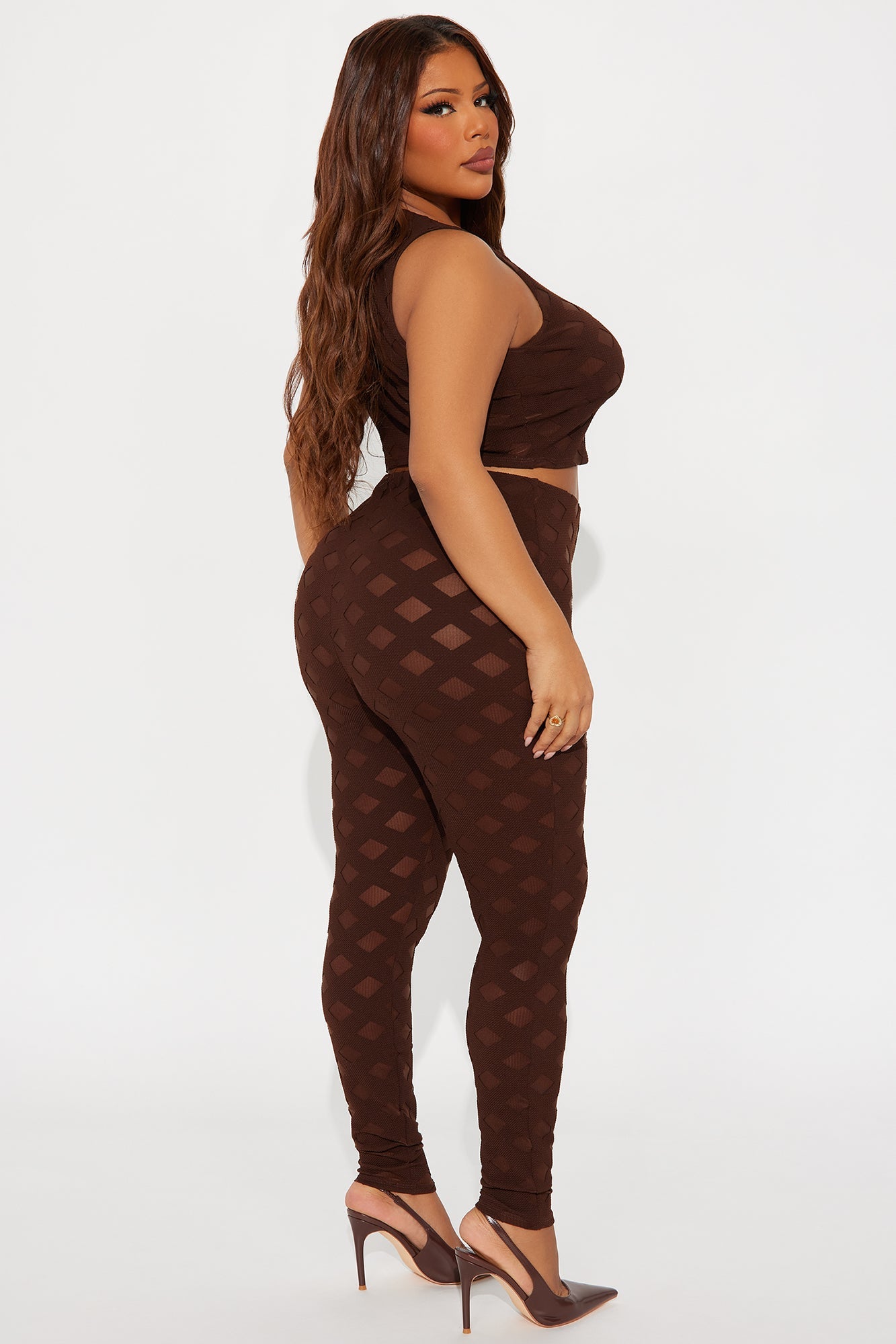 Alessandra Skinny Leg Pant Set - Brown