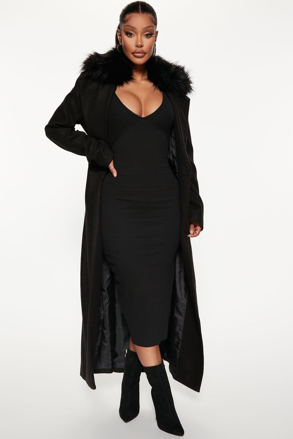 I'm A Goddess Trench Coat - Black