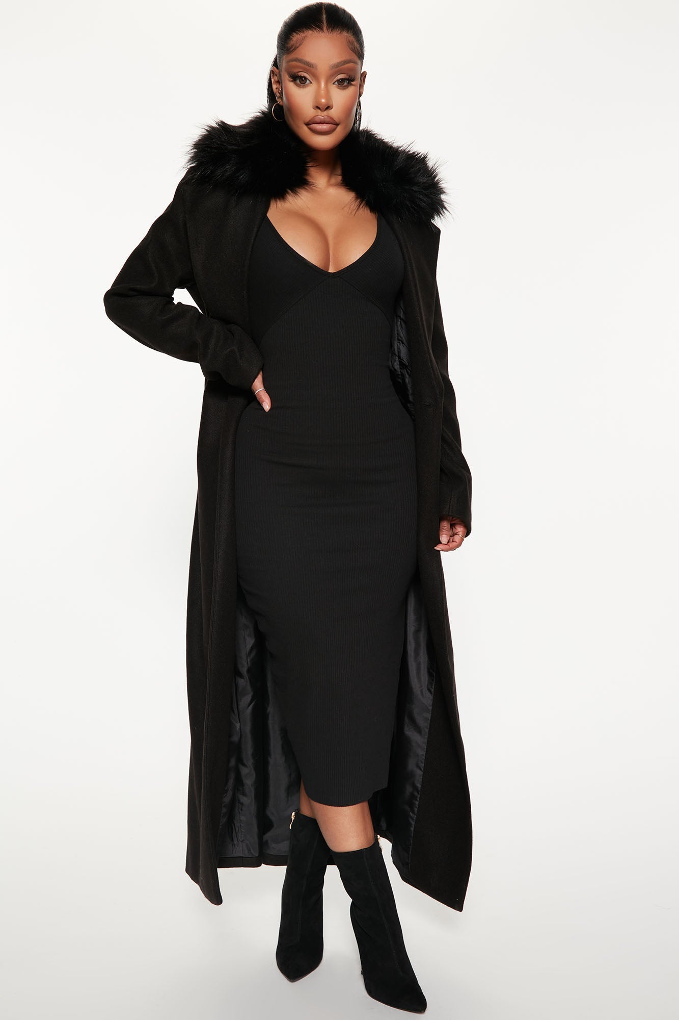 I'm A Goddess Trench Coat - Black