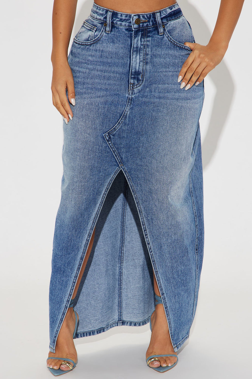 Lone Pine Denim Maxi Skirt - Medium Wash