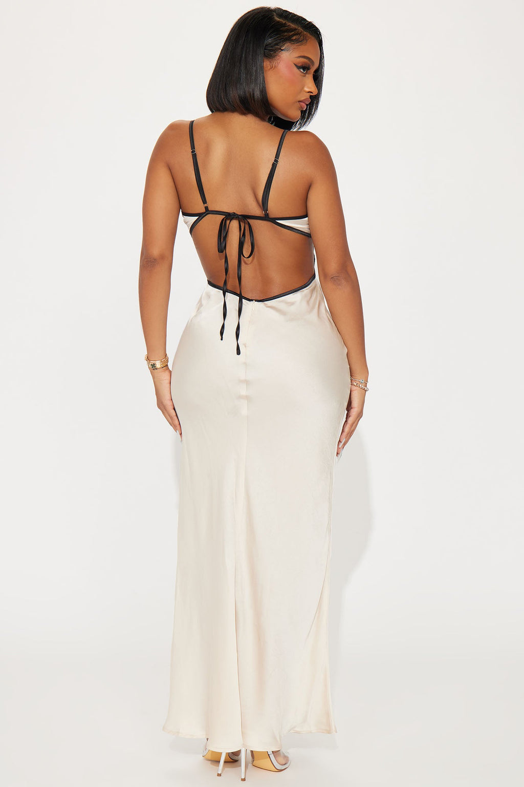 Saisha Satin Maxi Dress - Cream