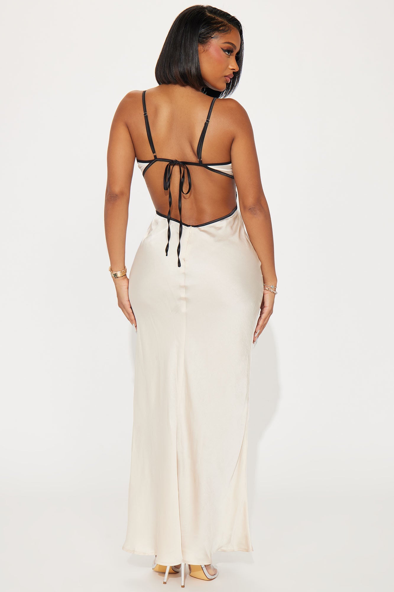 Saisha Satin Maxi Dress - Cream