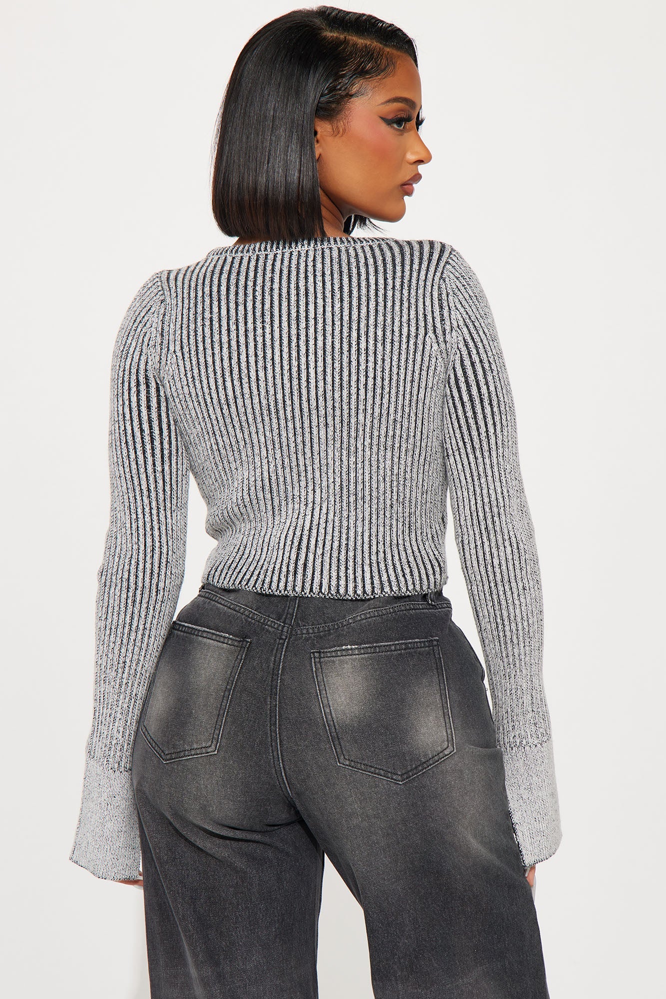 Takin' Hints Marled Cropped Cardigan - Grey/combo