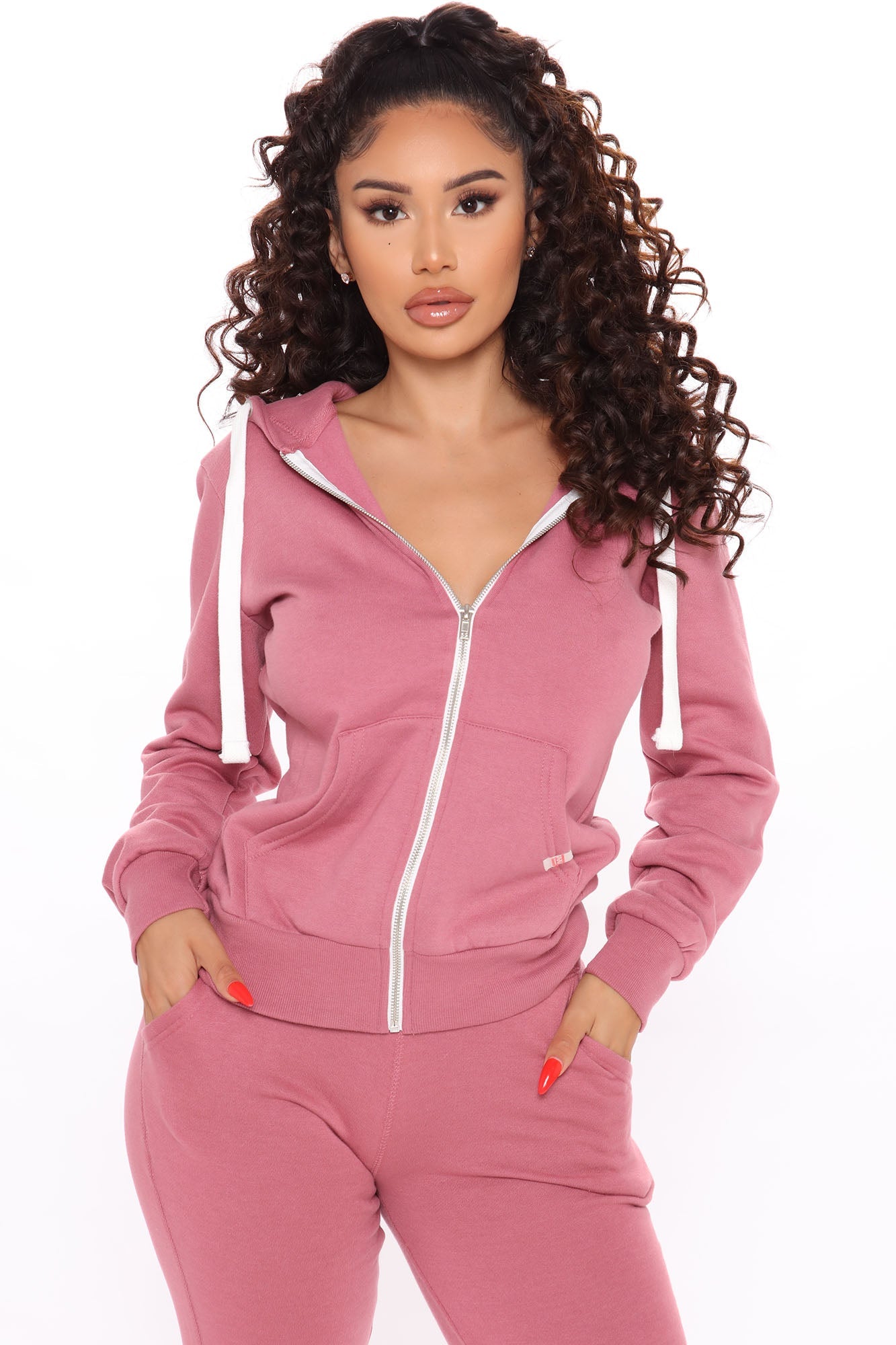 Relaxed Vibe Zip Up Jacket - Pink