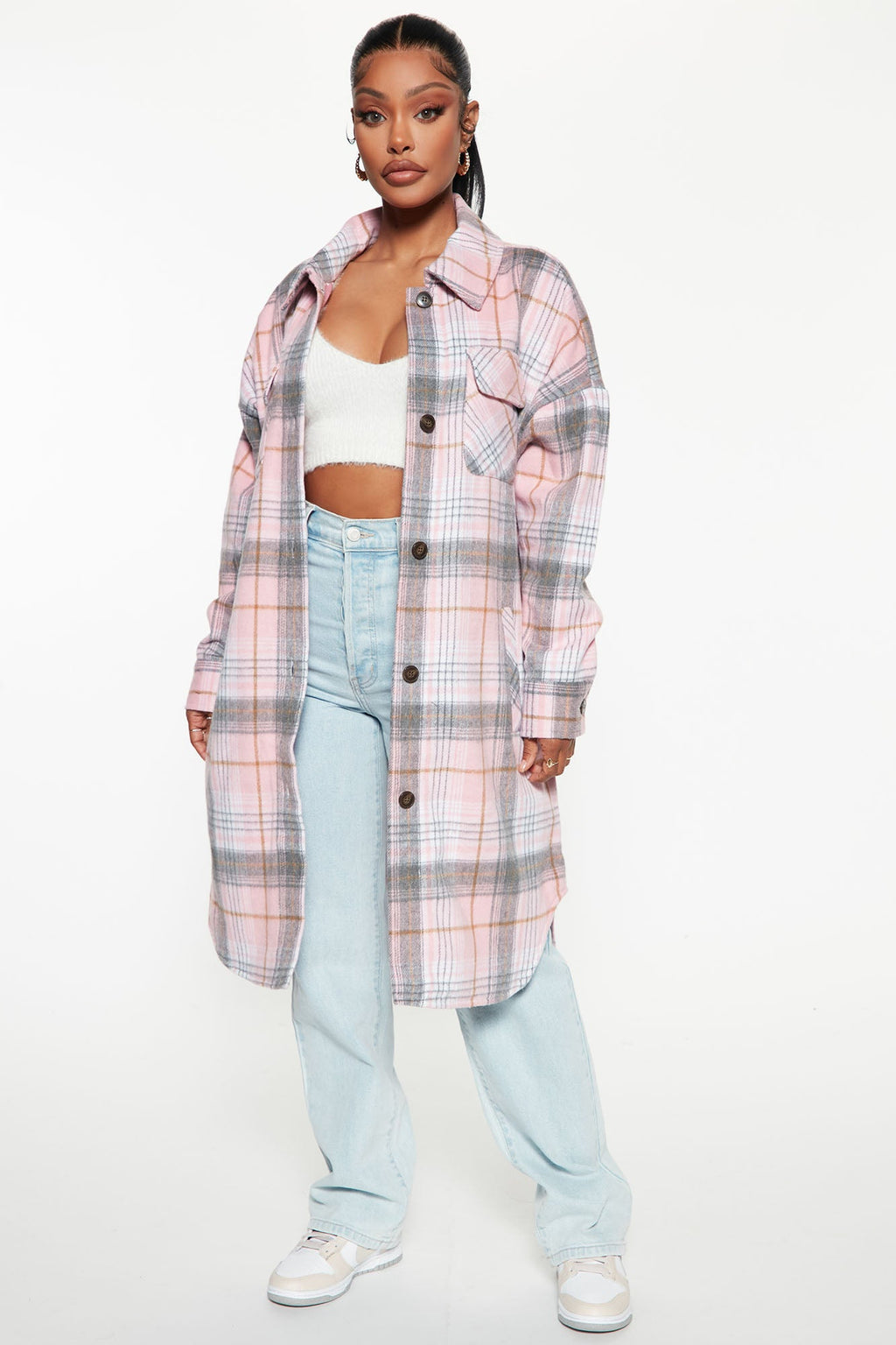 Get Lost Plaid Shacket - Pink