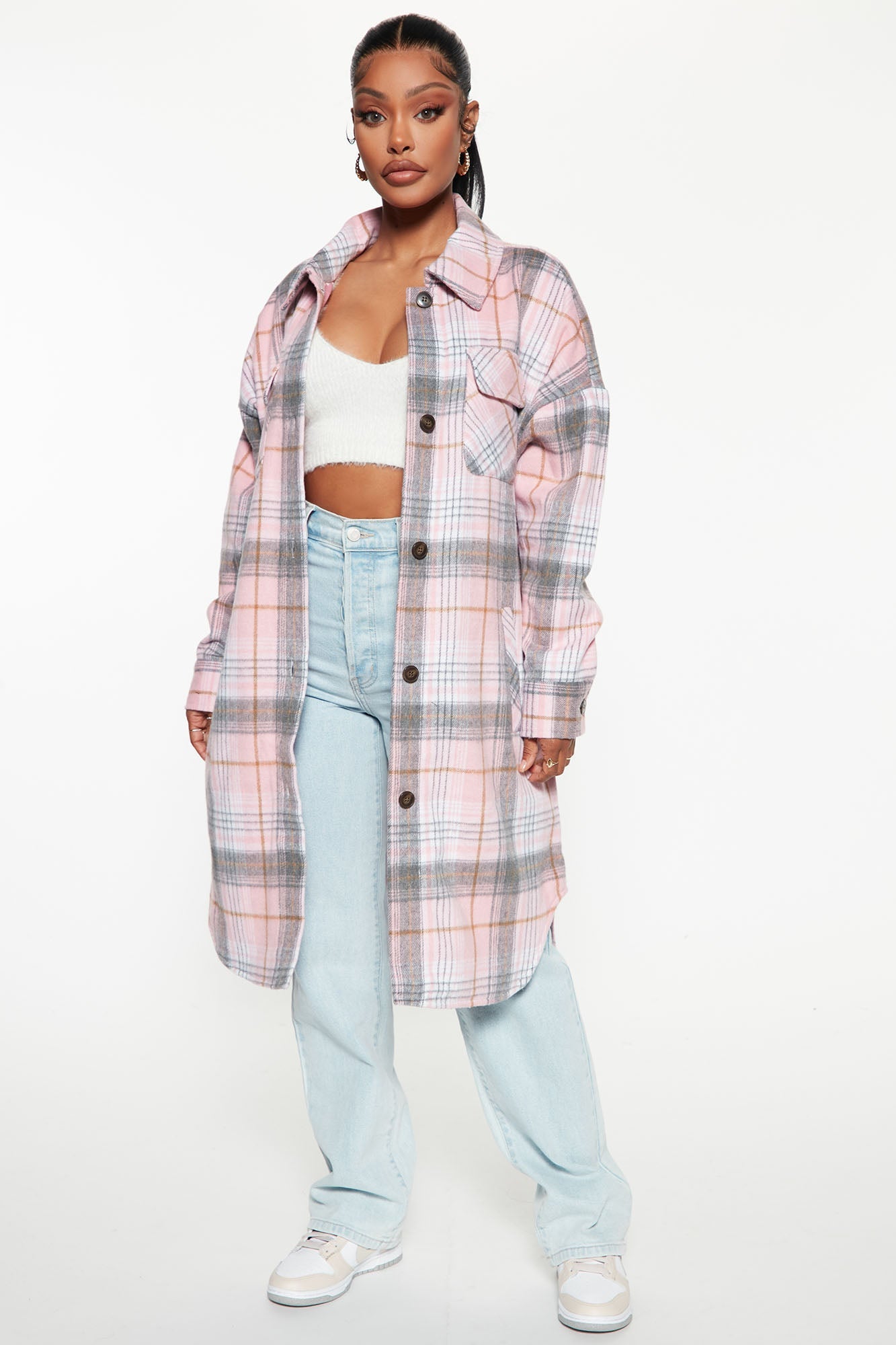 Get Lost Plaid Shacket - Pink