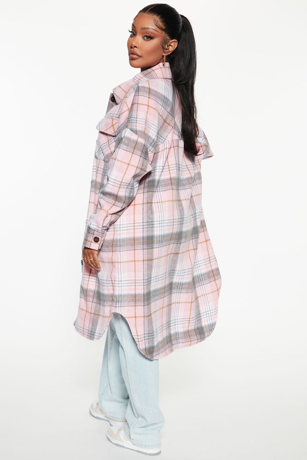 Get Lost Plaid Shacket - Pink
