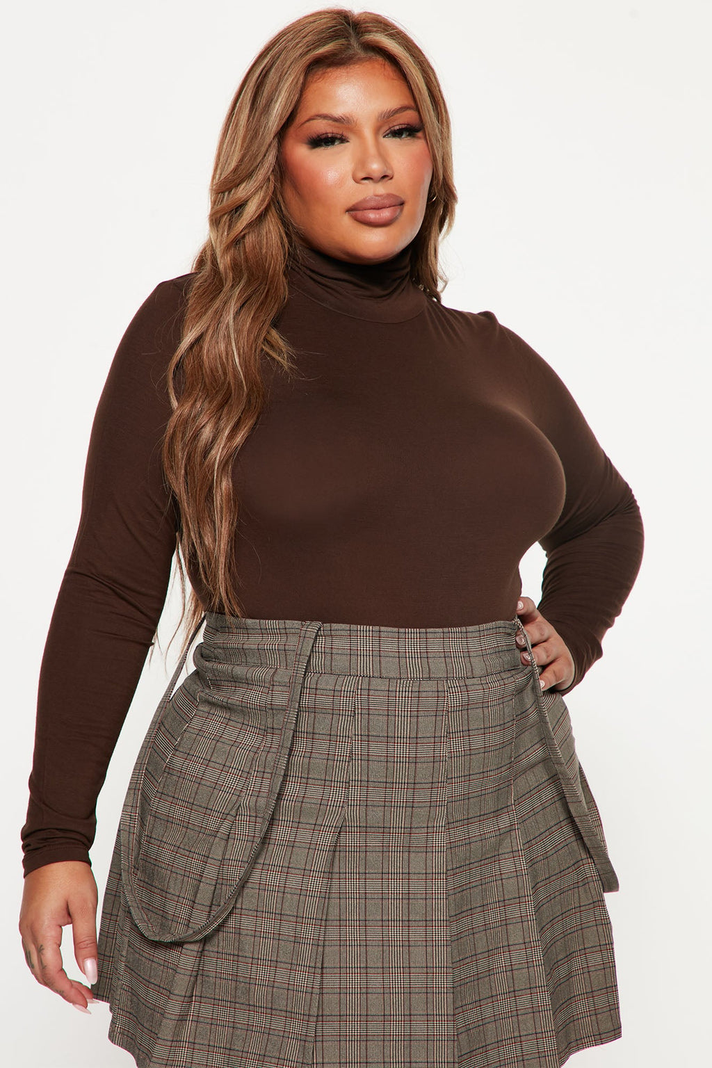 Pamela Turtle Neck Long Sleeve Bodysuit - Chocolate
