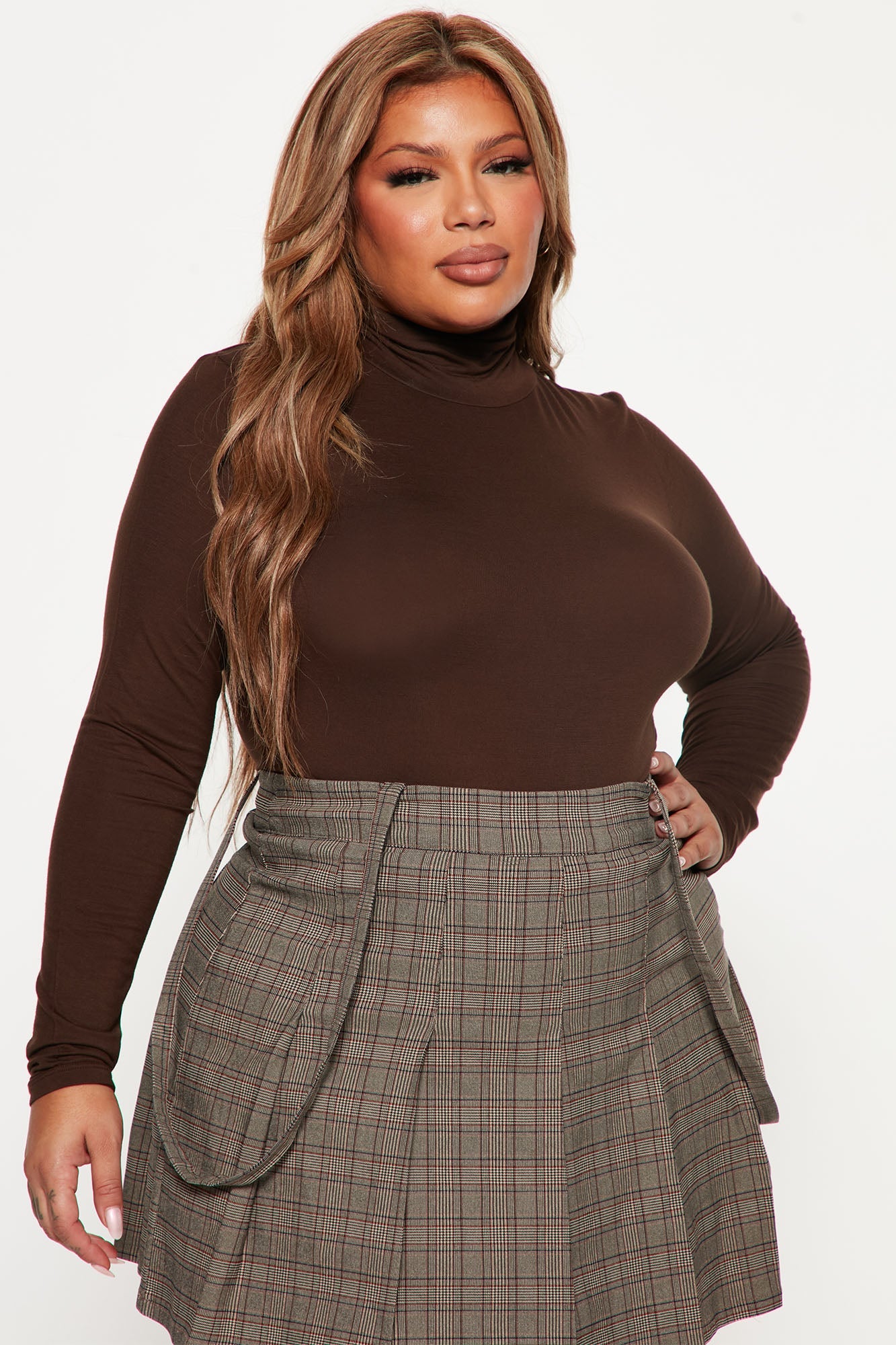 Pamela Turtle Neck Long Sleeve Bodysuit - Chocolate