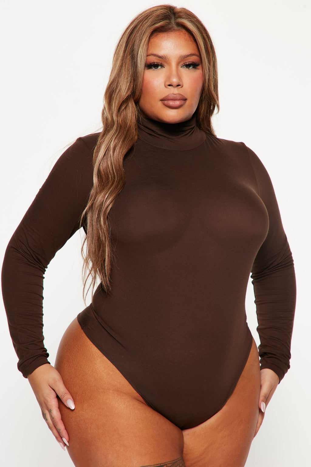 Pamela Turtle Neck Long Sleeve Bodysuit - Chocolate