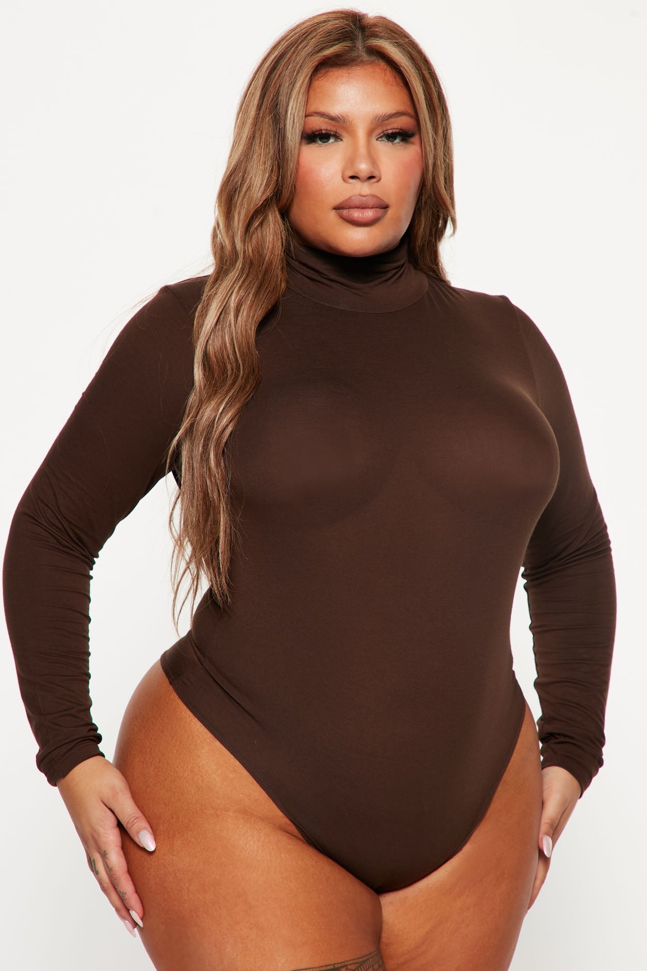 Pamela Turtle Neck Long Sleeve Bodysuit - Chocolate