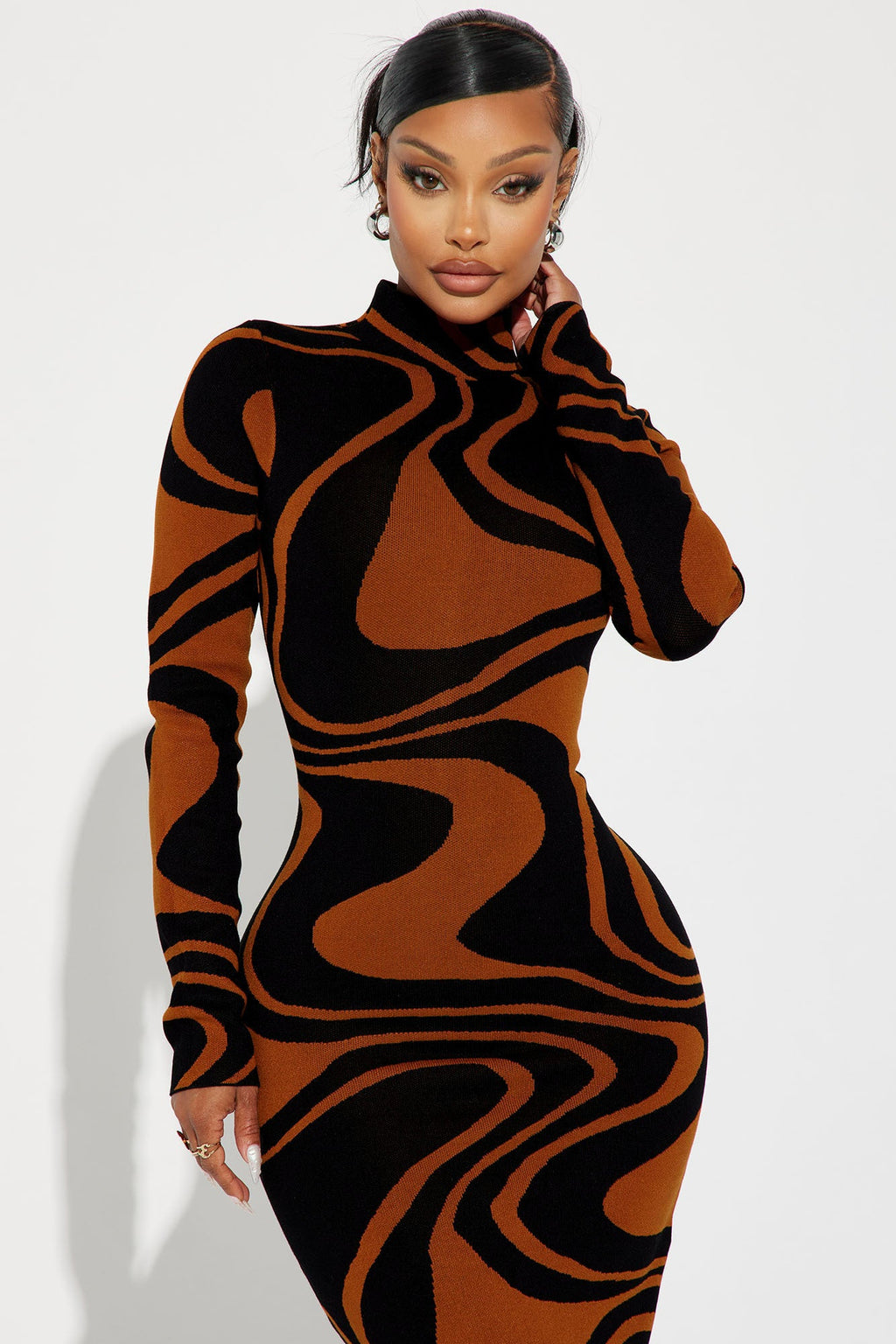 Azaria Sweater Midi Dress - Black/combo