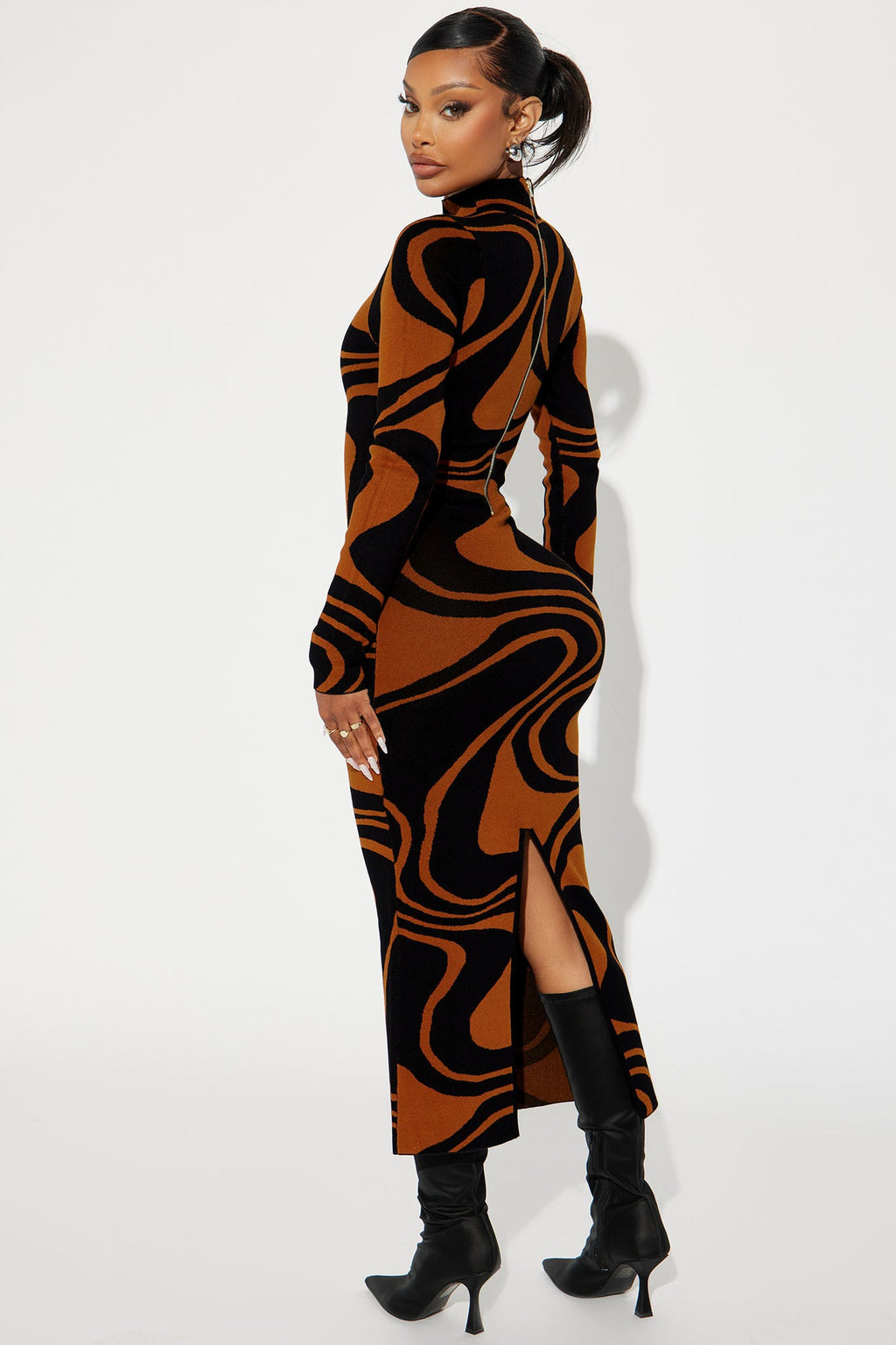 Azaria Sweater Midi Dress - Black/combo