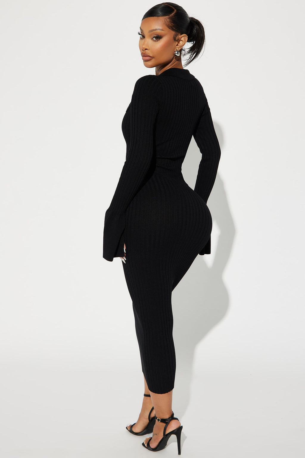 Fallon Sweater Midi Dress - Black
