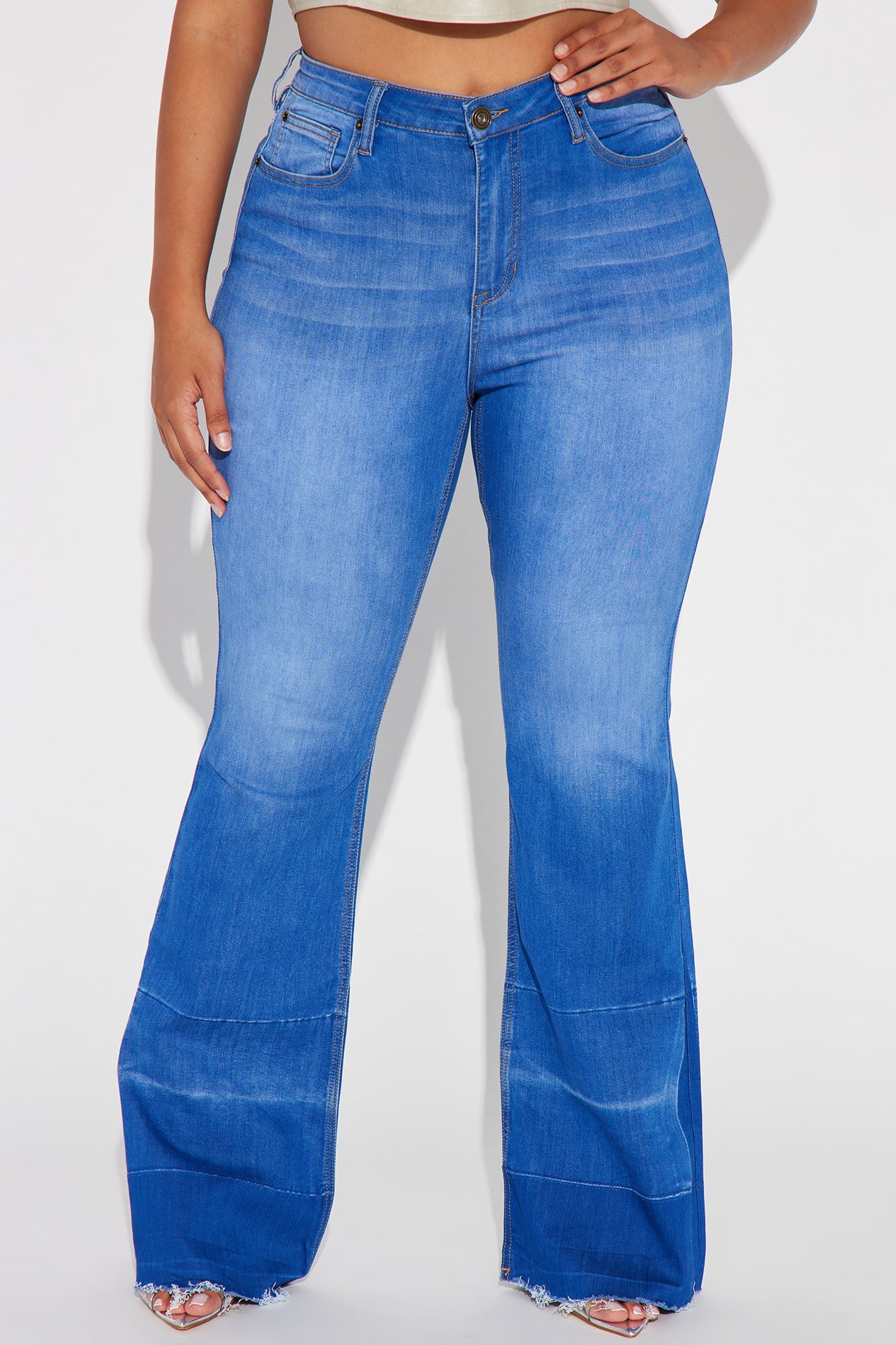 Janis Super Soft Low Rise Flare Jeans - Blue Wash