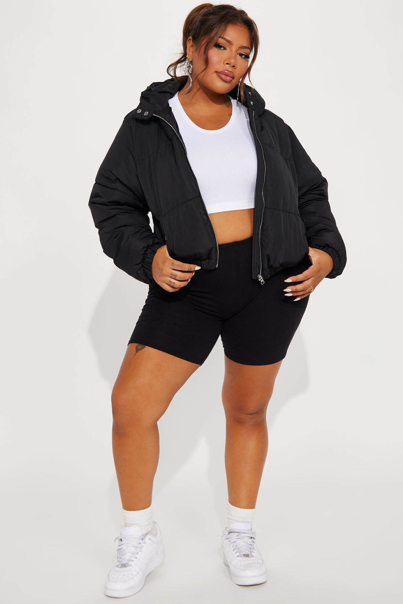 Can't Be Beat Cropped Puffer Jacket - Black