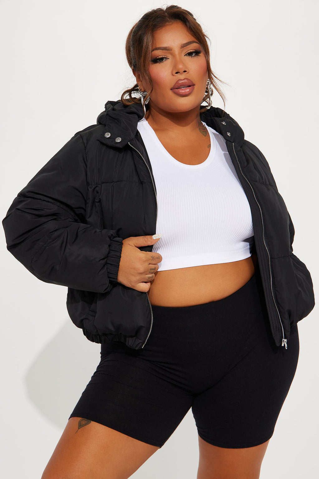 Can't Be Beat Cropped Puffer Jacket - Black