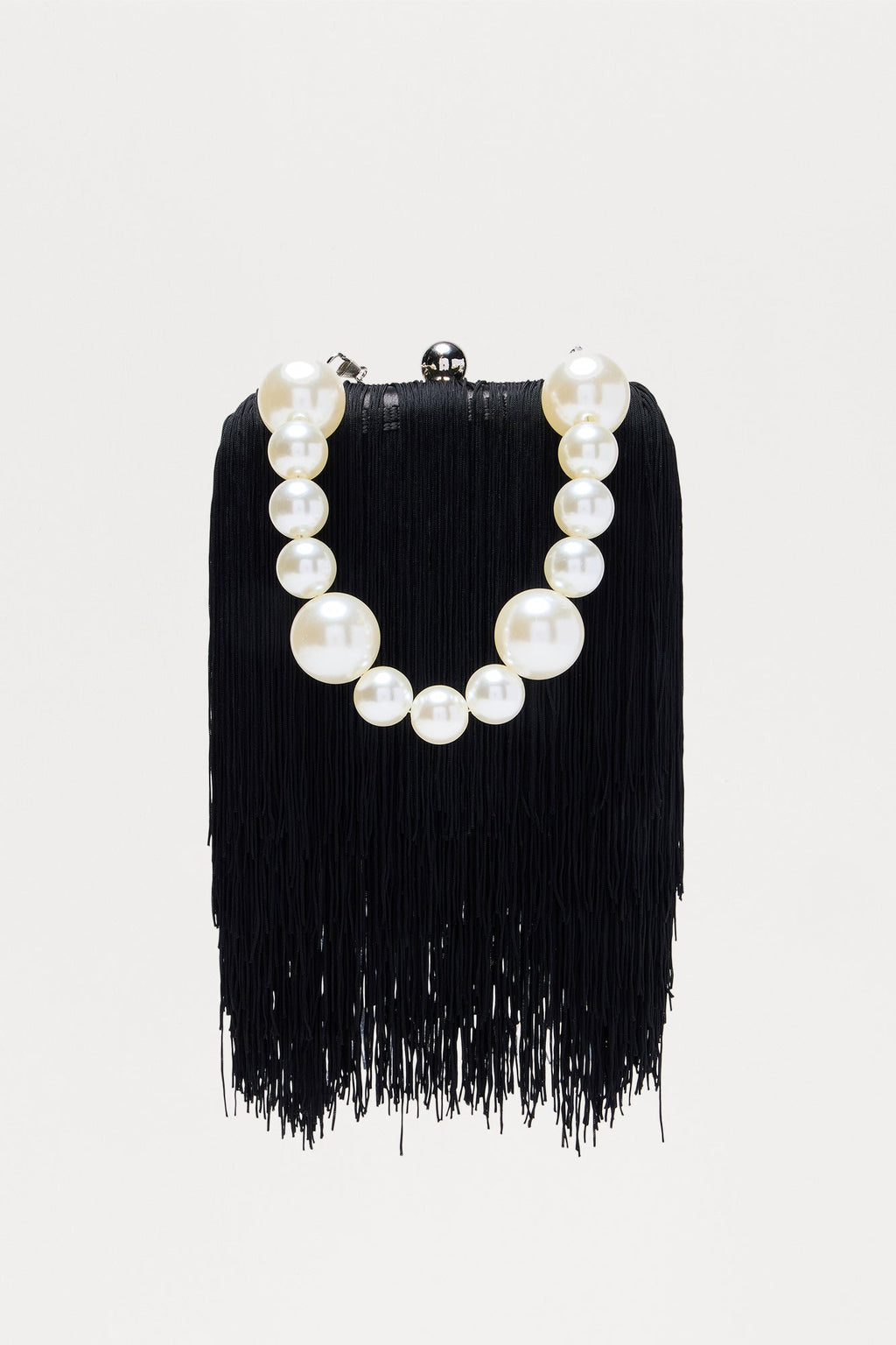 Full Fringe Clutch Handbag - Black