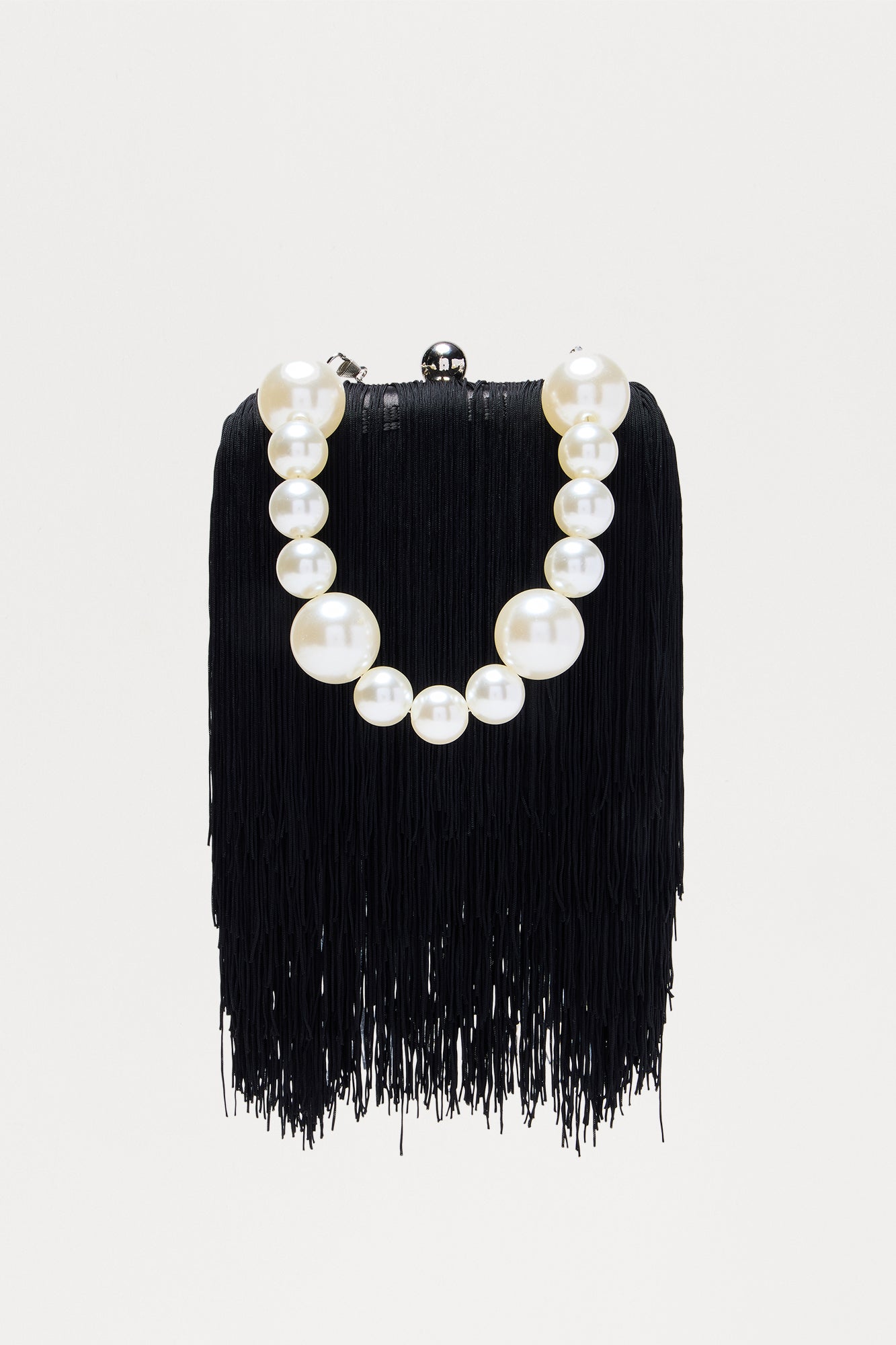 Full Fringe Clutch Handbag - Black