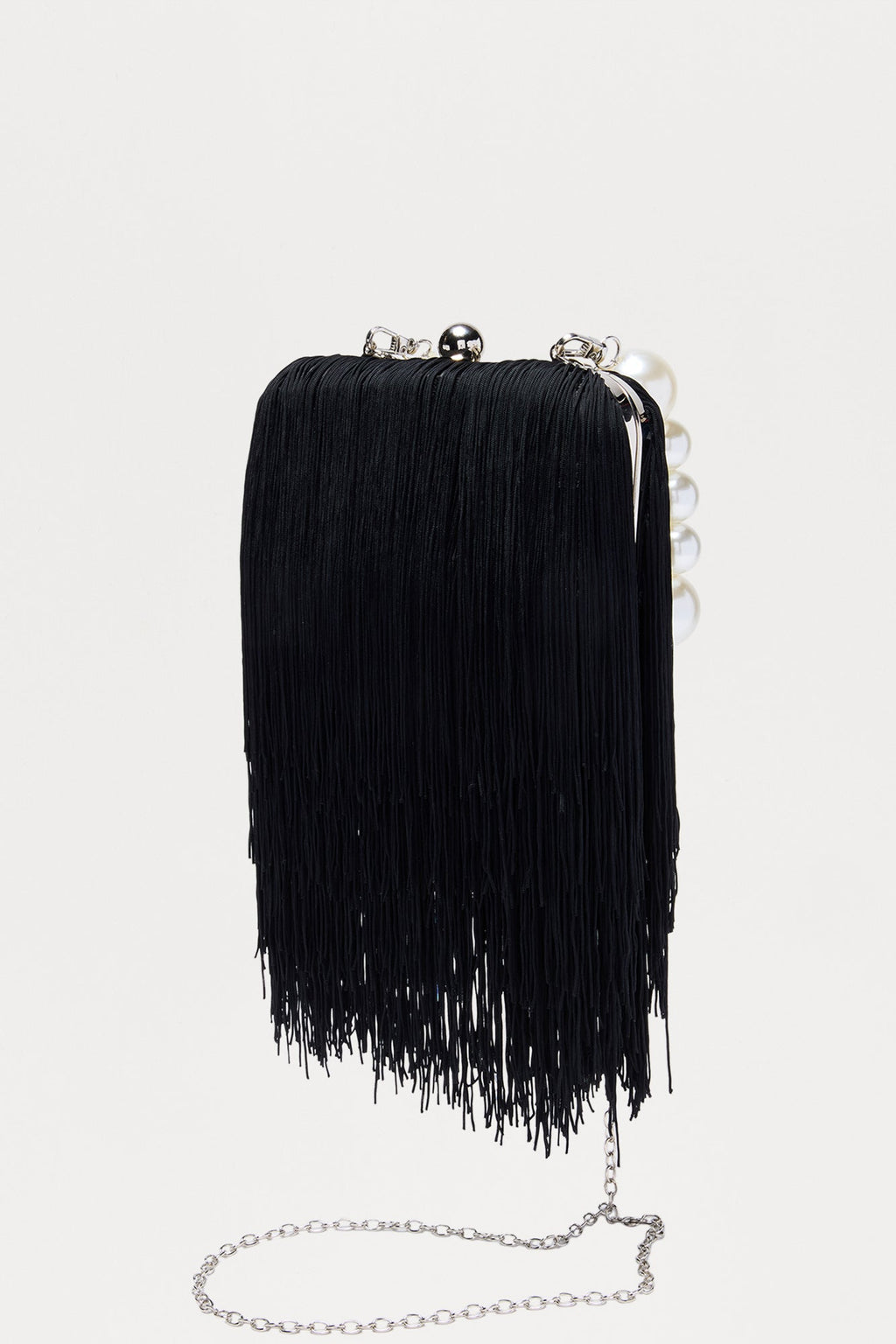 Full Fringe Clutch Handbag - Black
