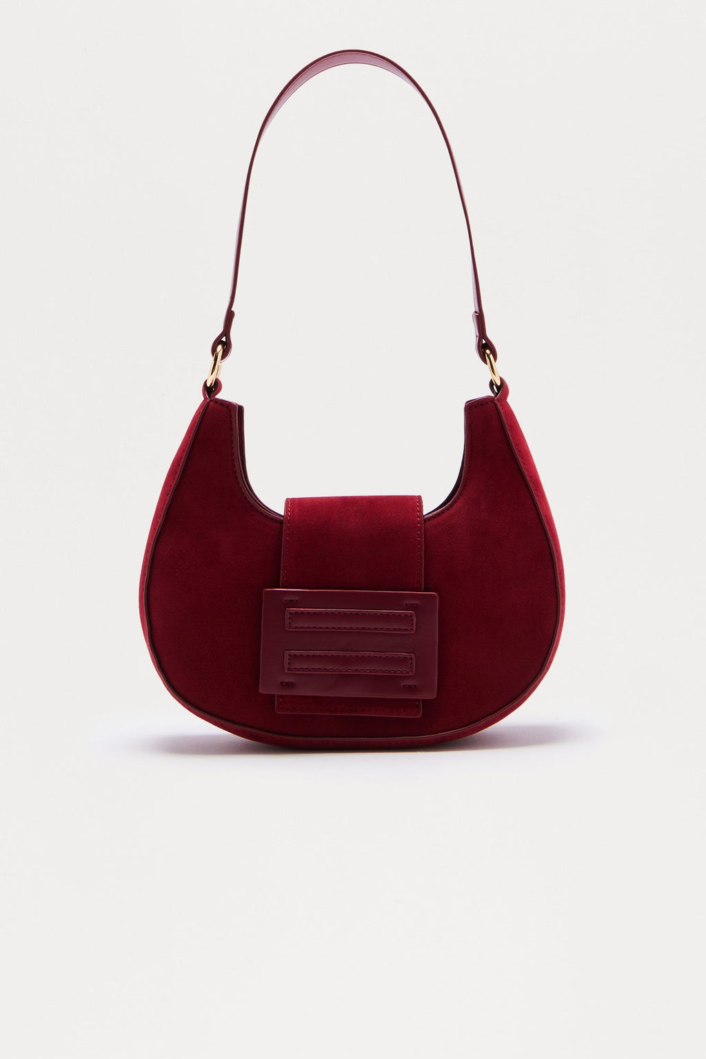 New Priorities Faux Suede Shoulder Bag - Burgundy