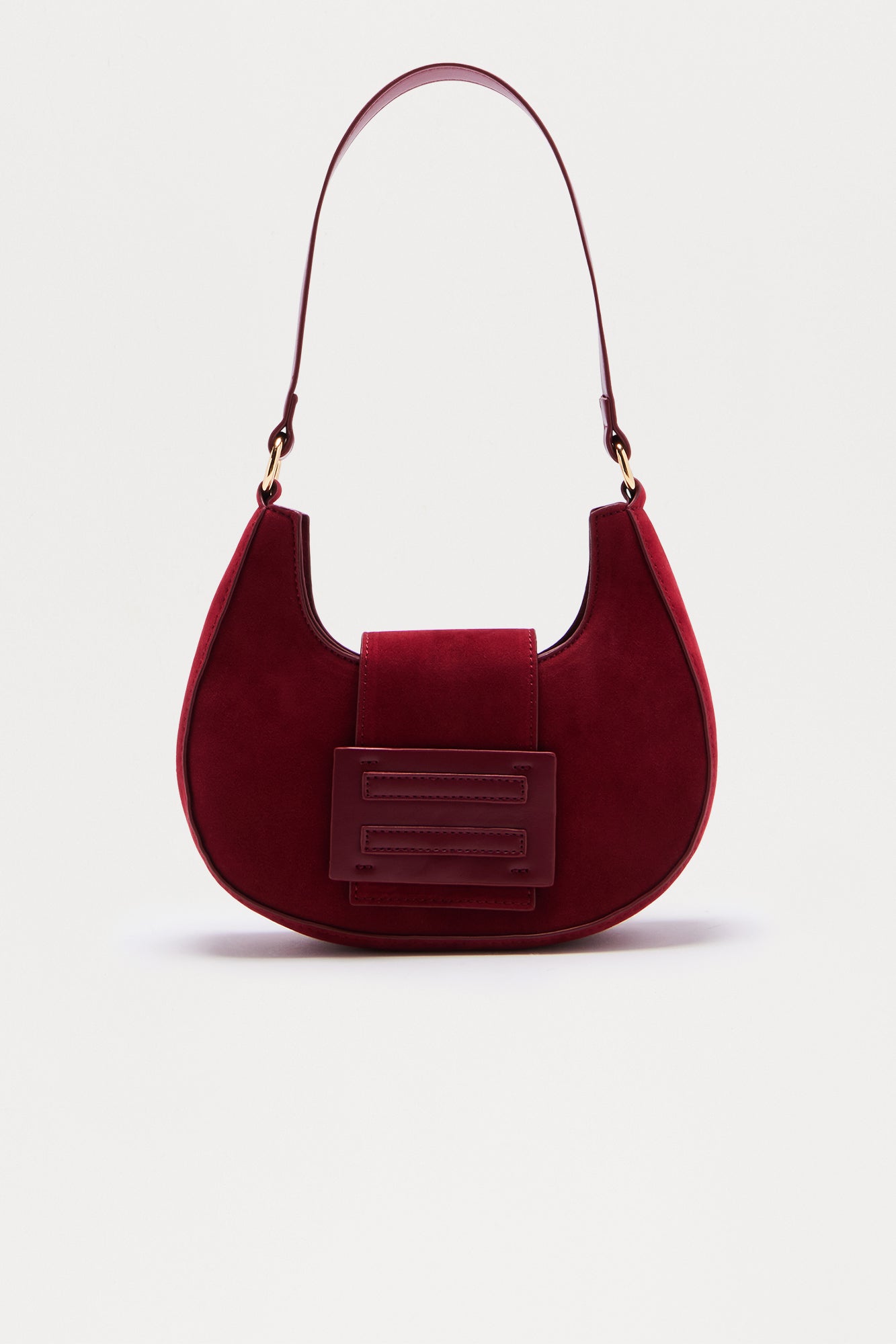 New Priorities Faux Suede Shoulder Bag - Burgundy