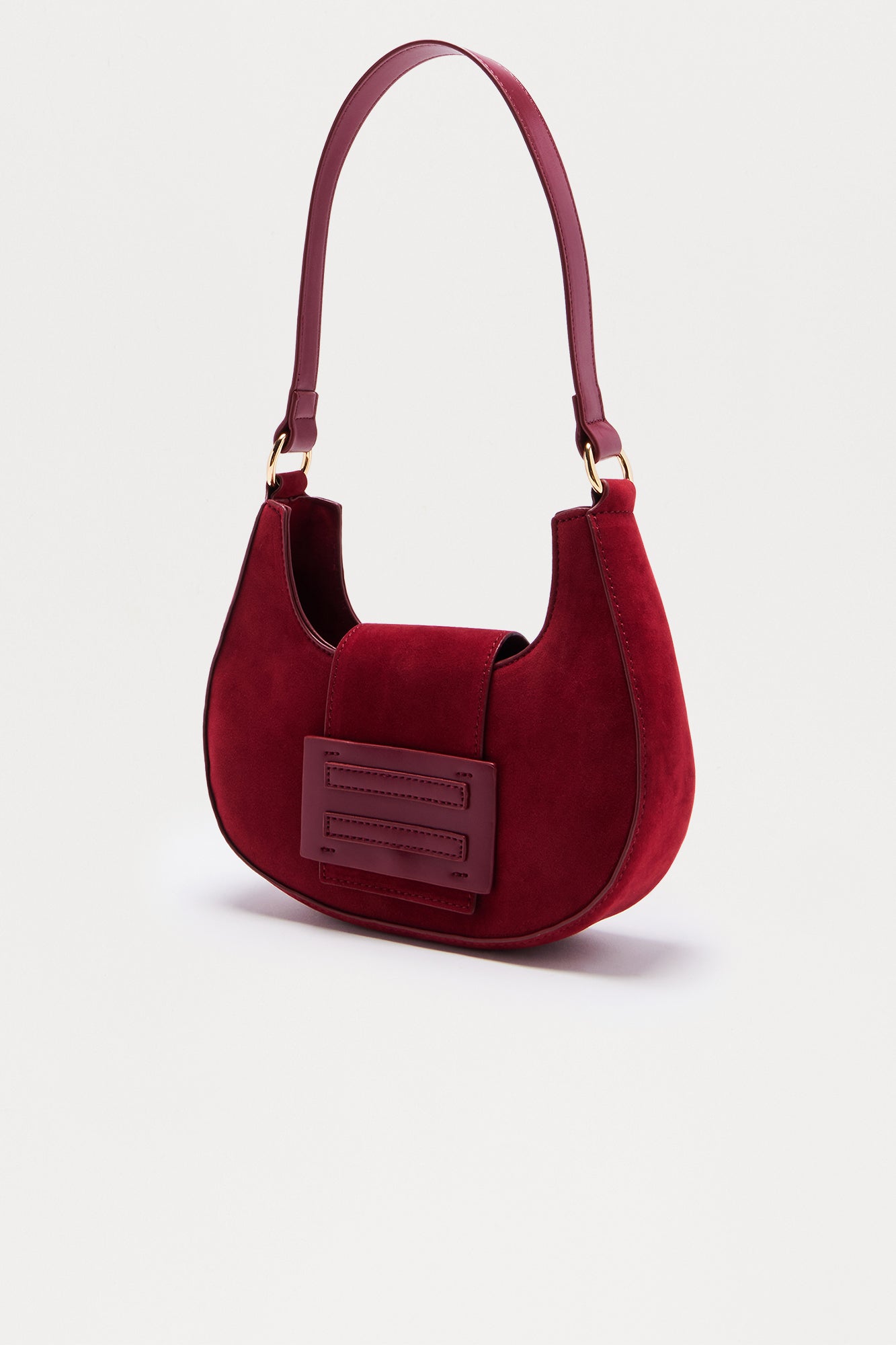 New Priorities Faux Suede Shoulder Bag - Burgundy