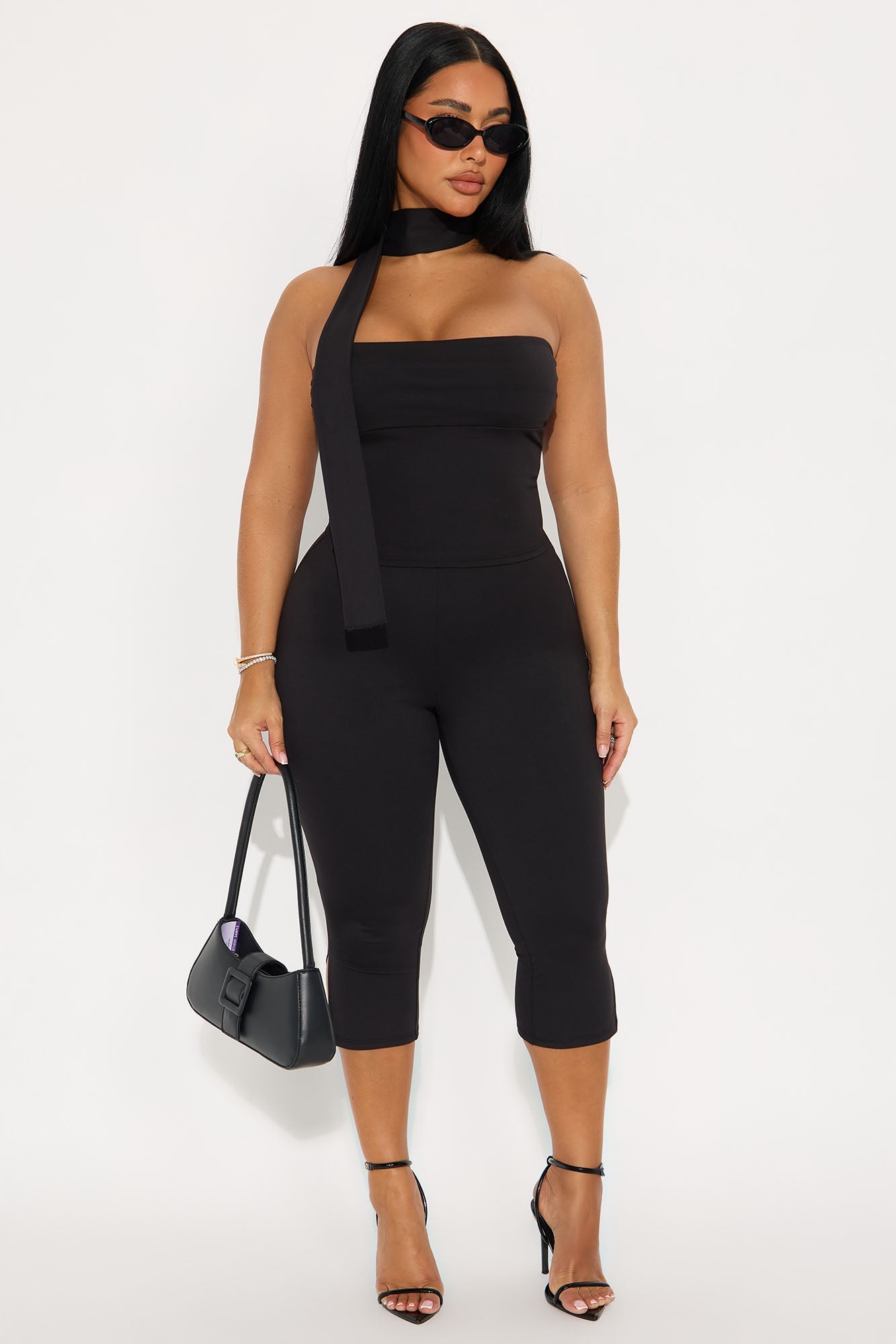 Ava 3 Piece Capri Set - Black