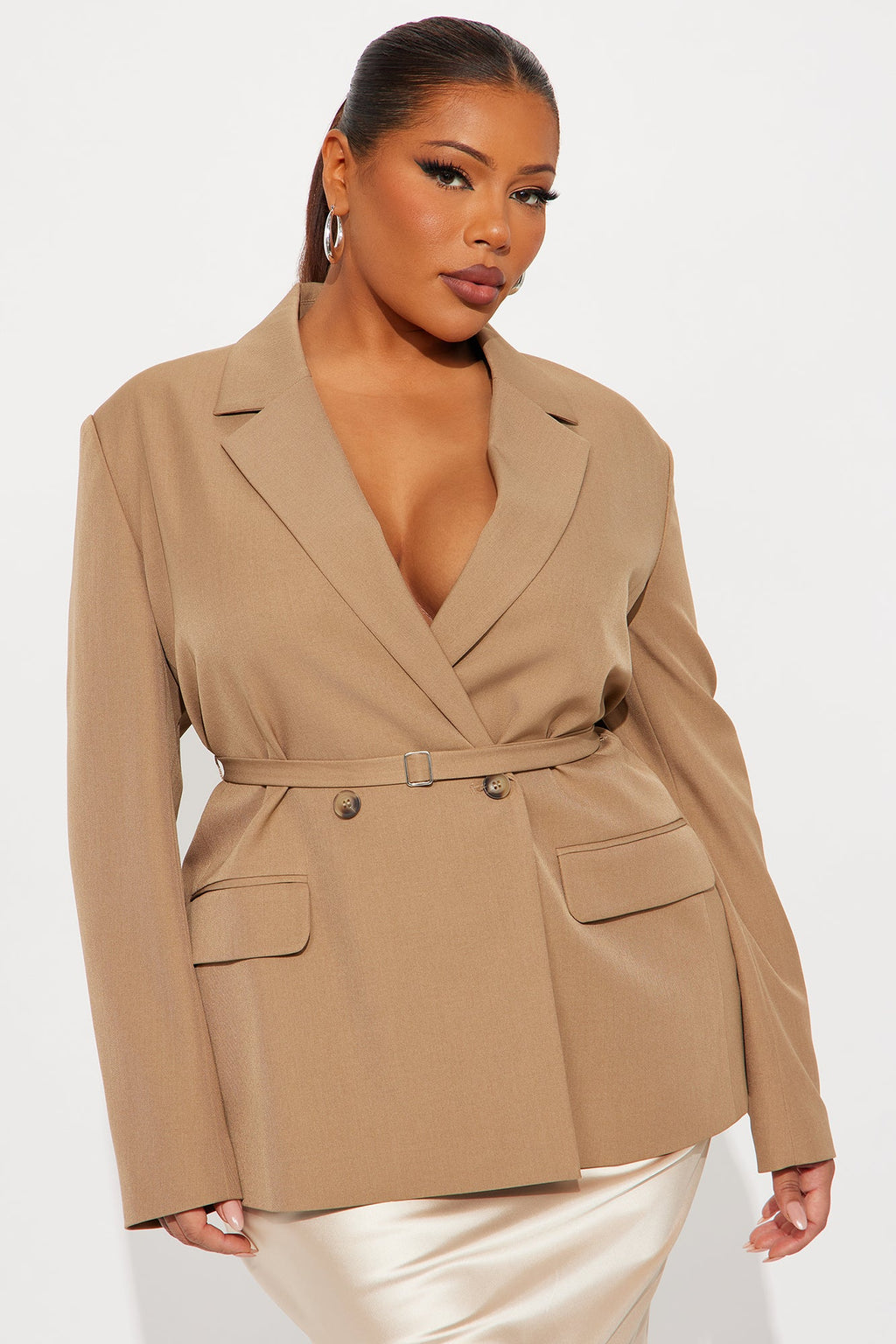 Darlene Belted Blazer - Khaki