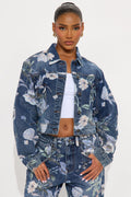 Pocket Of Posies Denim Jacket - Dark Wash