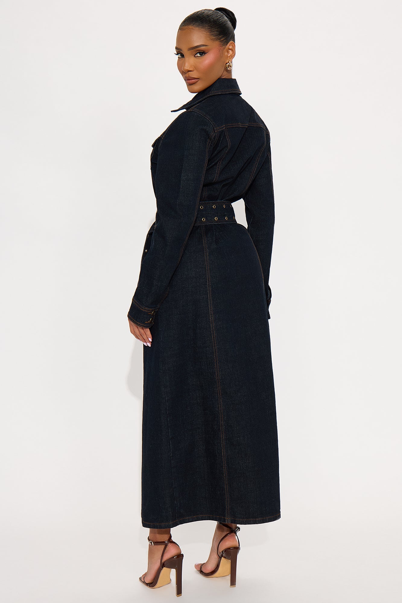 Brooke Belted Denim Trench Coat - Dark Wash