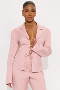 Jayla Lace Up Blazer - Mauve