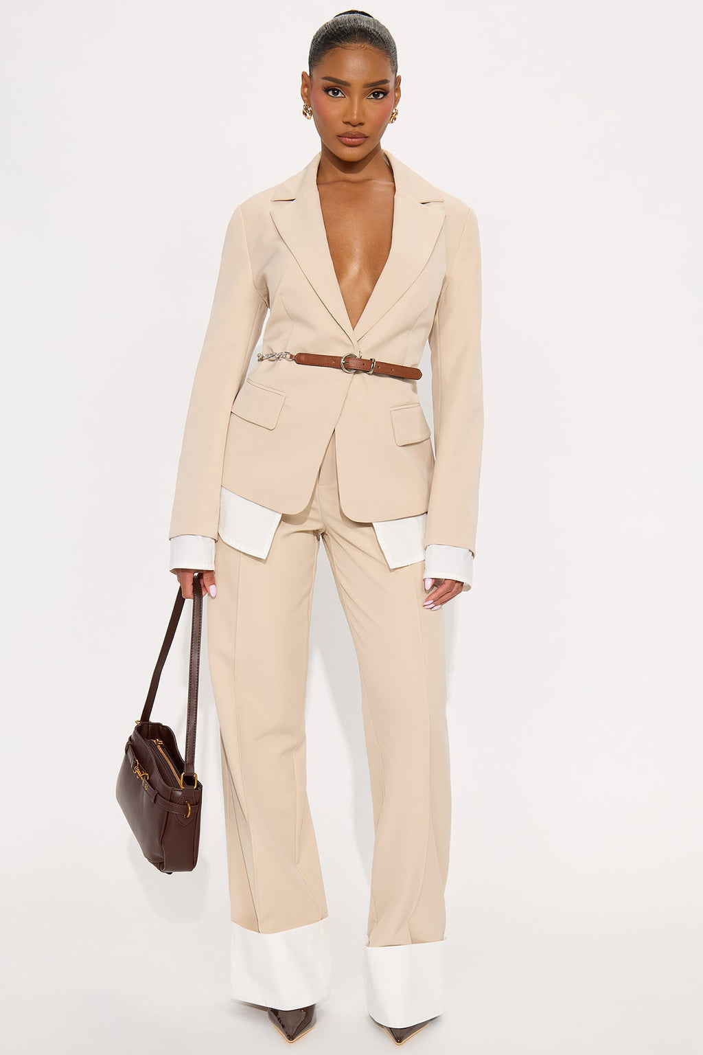 Making Moves Office Pant Set - Beige