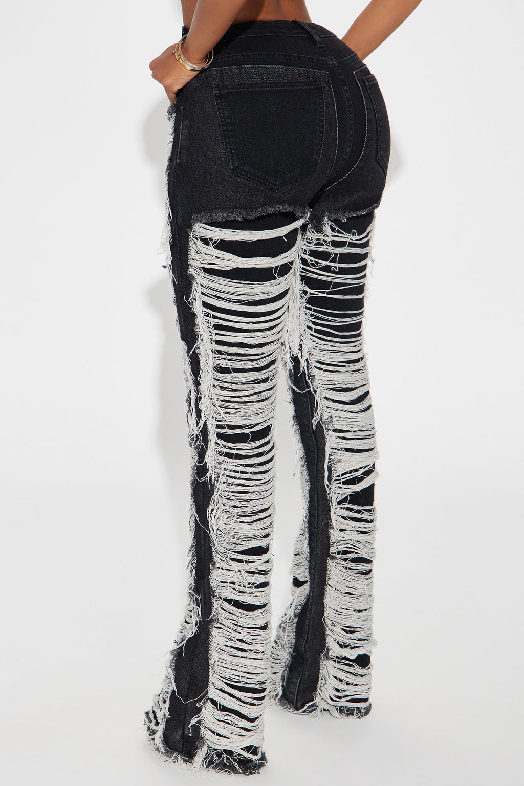 Know The Drill Shredded Bootcut Jeans - Black