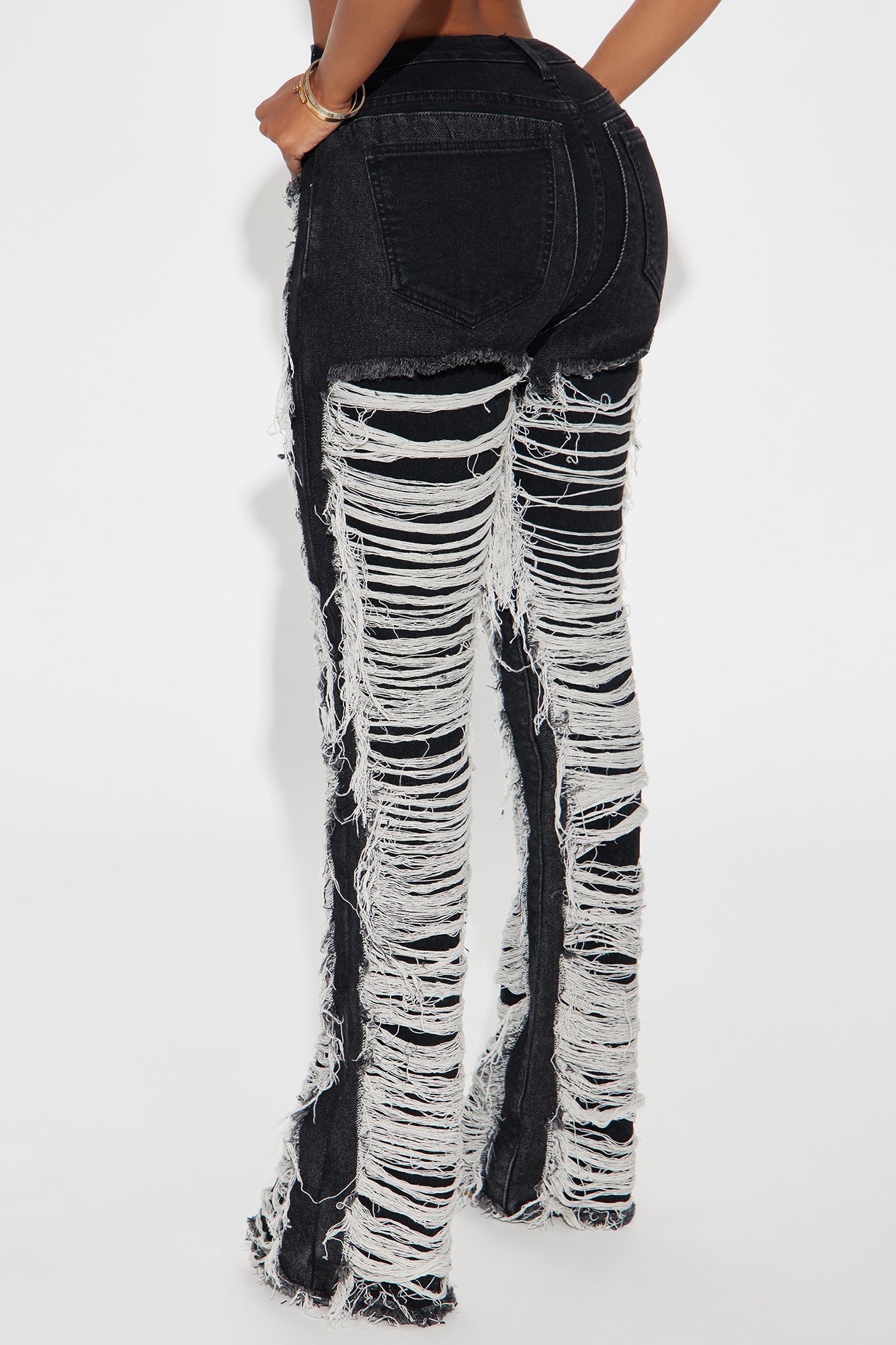 Know The Drill Shredded Bootcut Jeans - Black