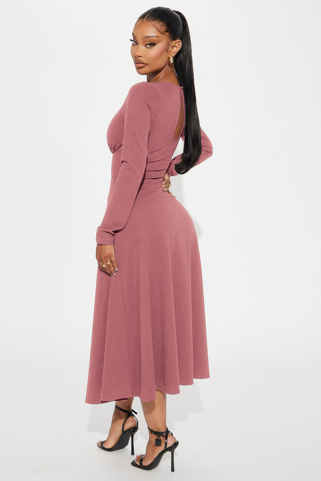 Charolette Long Sleeve Midi Dress - Mauve