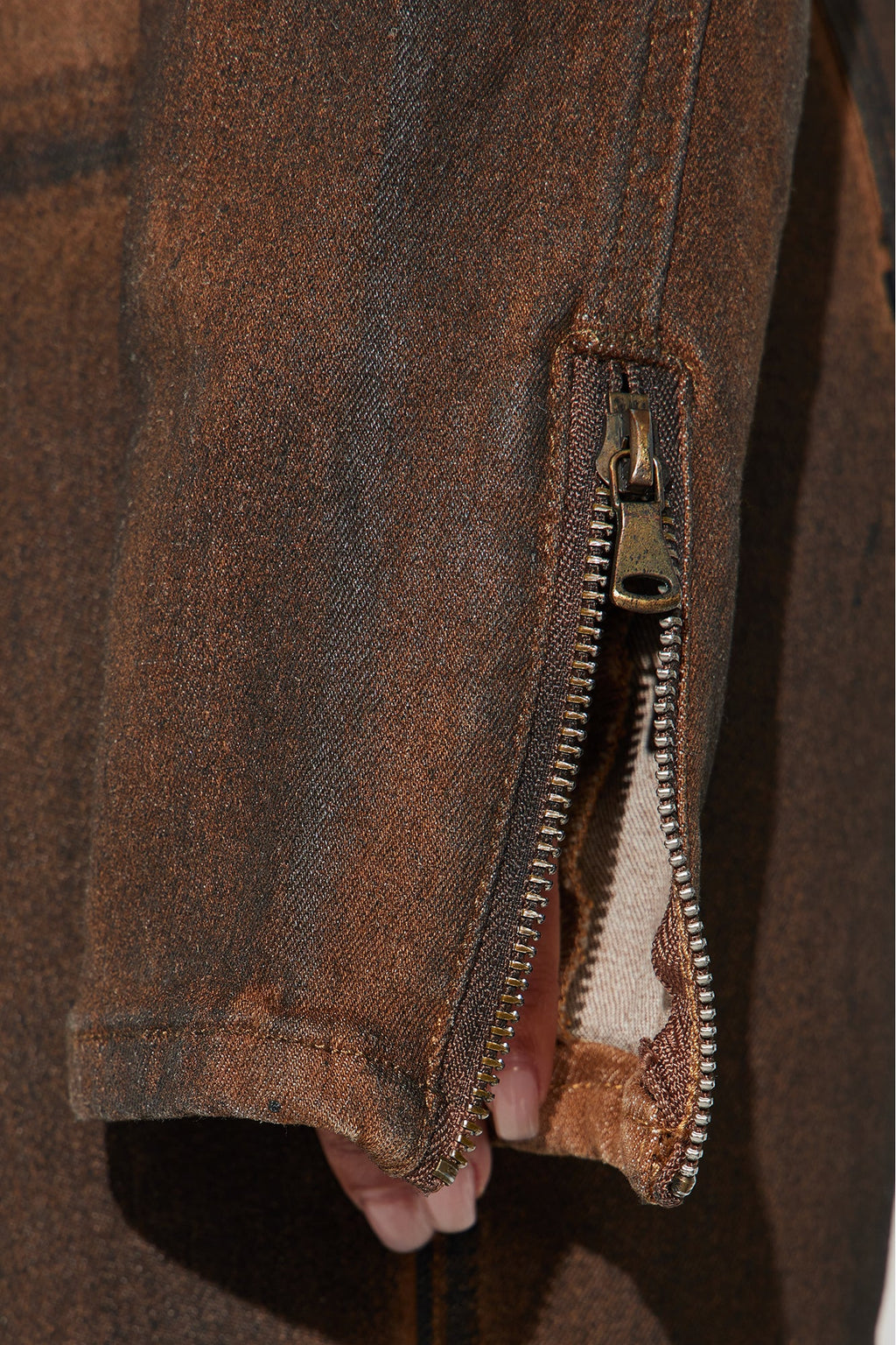Bronzed Babe Coated Denim Trucker Jacket - Brown