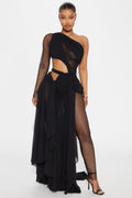 Harper Draped Maxi Dress - Black