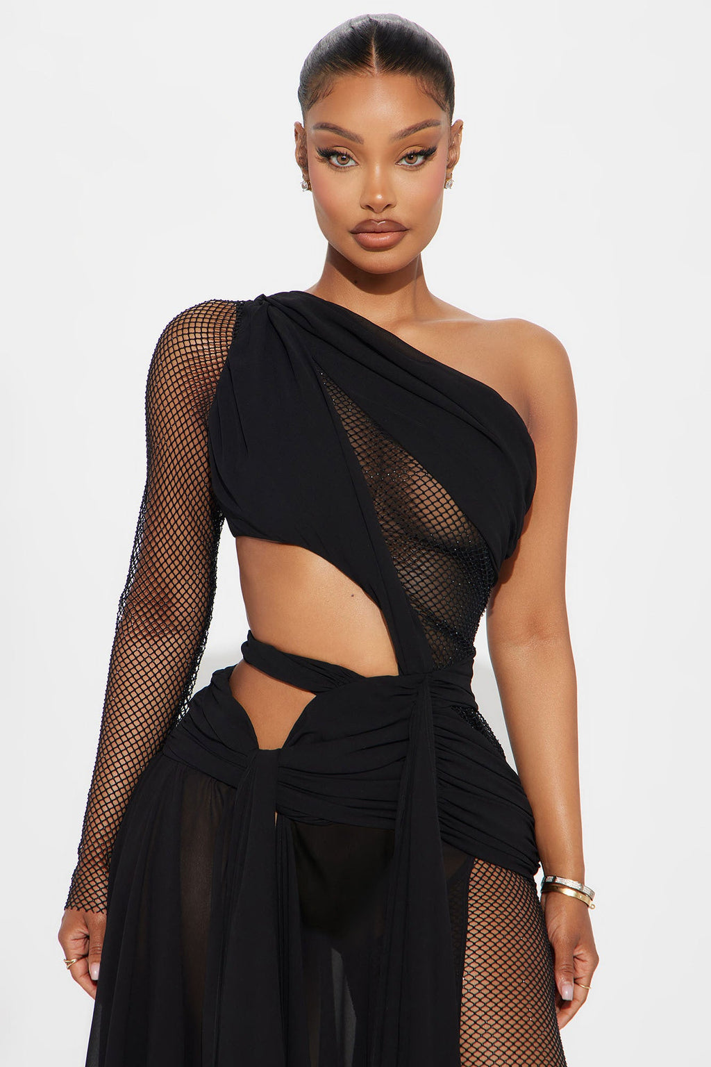 Harper Draped Maxi Dress - Black