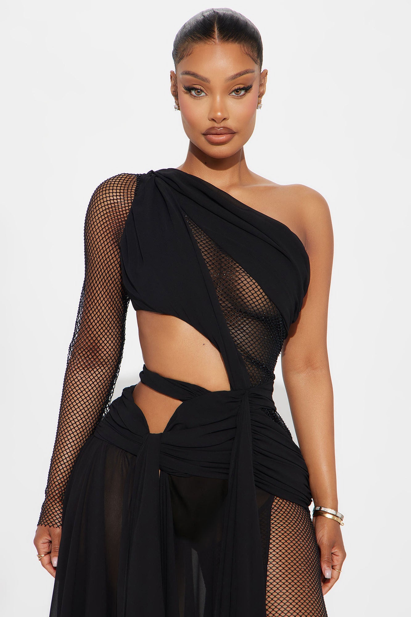 Harper Draped Maxi Dress - Black