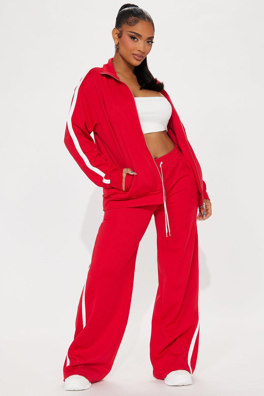 Lucca Oversized Track Pant Set - Red