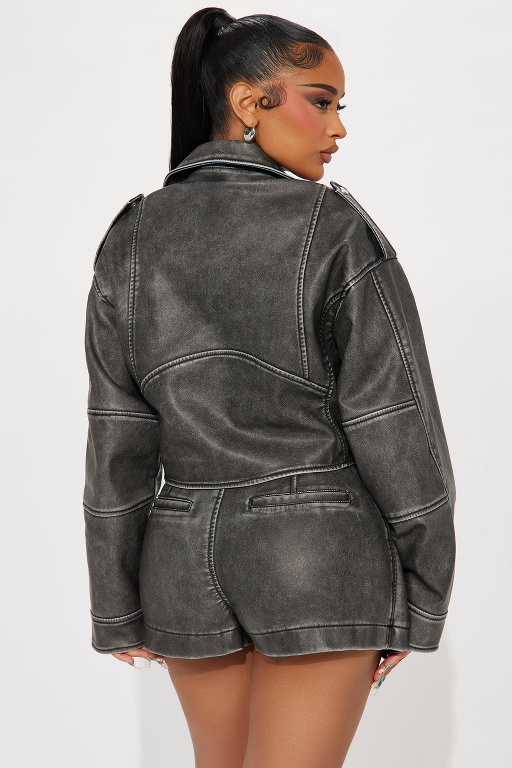 Joanna Moto Skort Set - Charcoal